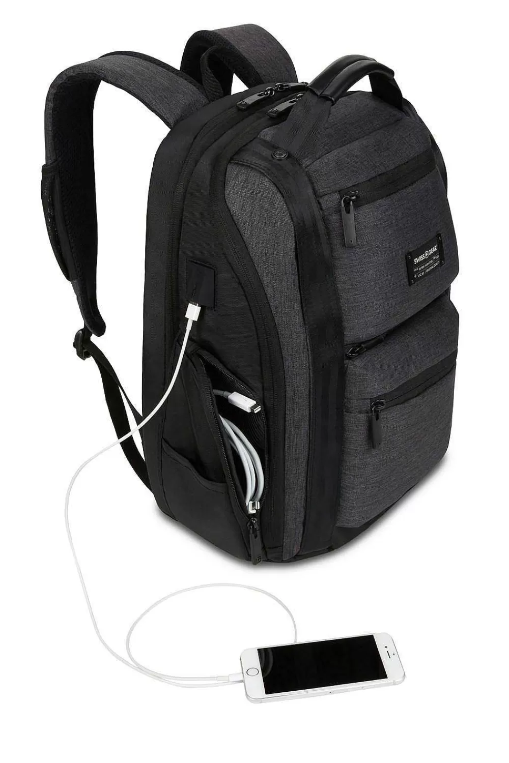 SWISSGEAR 3671 Usb Scansmart Laptop Backpack - Gray Heather/Black> Usb Power Ready Collection