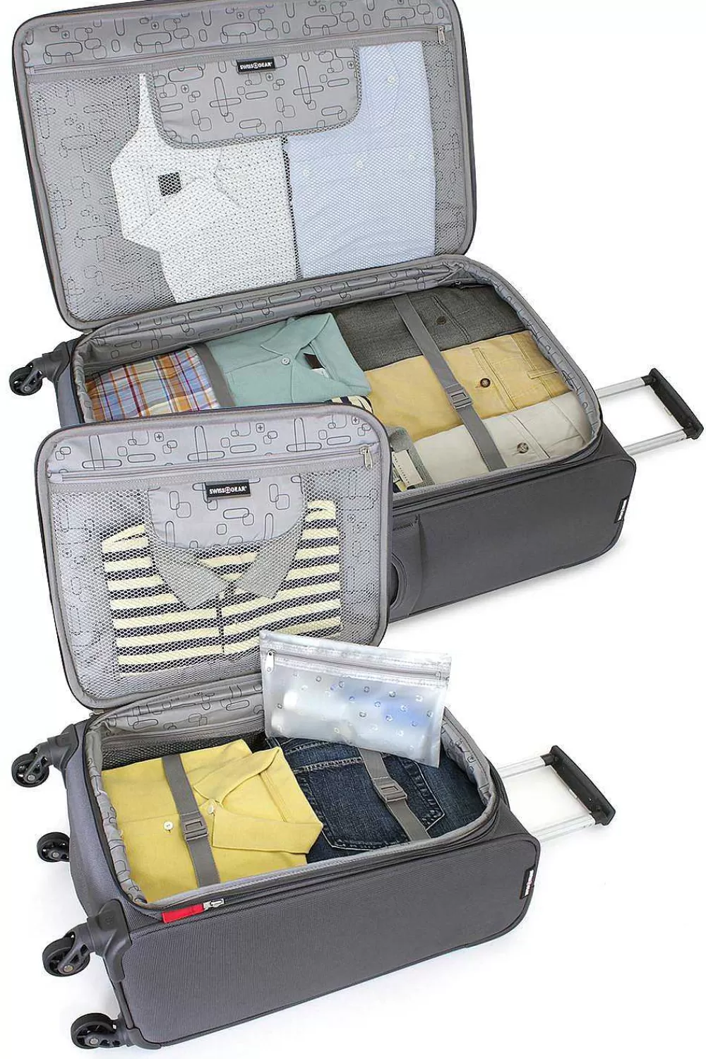 SWISSGEAR 6270 Expandable Liteweight 2Pc Spinner Luggage Set - Pewter> Large Checked