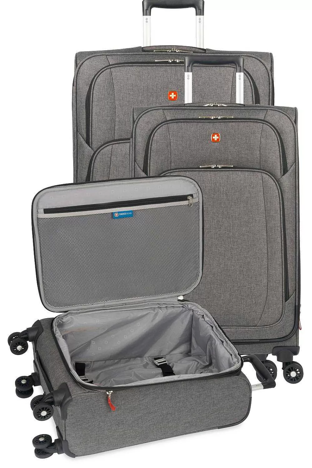 SWISSGEAR 7738 Expandable 3Pc Spinner Luggage Set - Gray Black> Softside